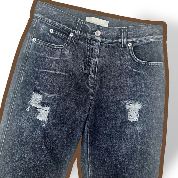 Michael Kors Black Distressed Rolled Cuff Straight Leg Cropped Jeans Size 0 - Picture 3 of 7